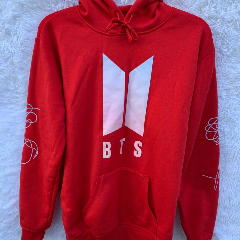 BTS LOVE YOURSELF HOODIE UNISEX FASHION SWEATSHIRT SPORTS SWEATER Size M, Red